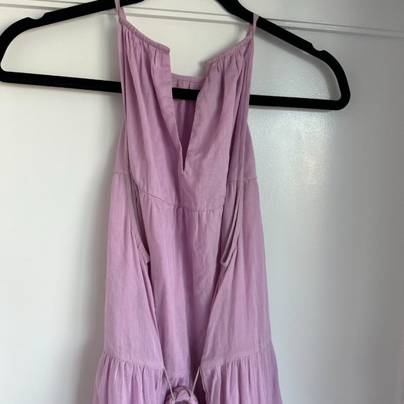 RHODE Julia Halter Neck Tiered Maxi Dress SZ XS Smokey Grape Frayed Rope Belt - Picture 7 of 11